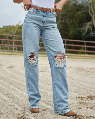 JEAN MUJER BAGGY TIRO ALTO COLOR AZUL CLARO SILUETA AMPLIA