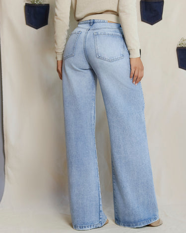 JEAN MUJER WIDE LEG TIRO ALTO COLOR AZUL CLARO SILUETA AMPLIA