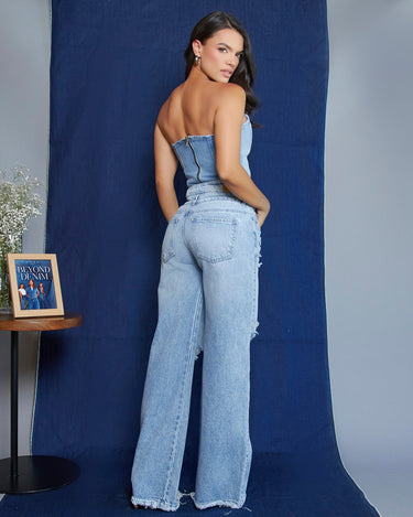 JEAN MUJER WIDE LEG TIRO ALTO COLOR AZUL CLARO SILUETA AMPLIA