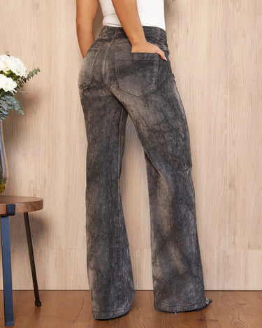 PANTALON MUJER WIDE LEG TIRO ALTO COLOR NEGRO SILUETA AMPLIA