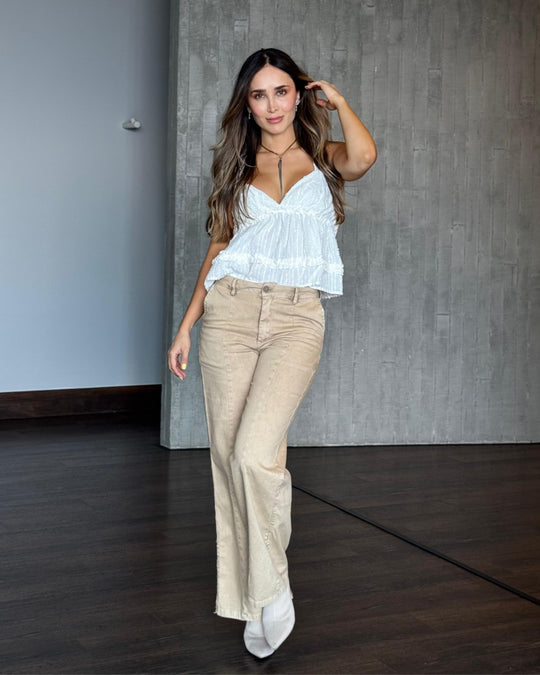 PANTALON DAMA BOTA RECTA TIRO ALTO REF. 17496