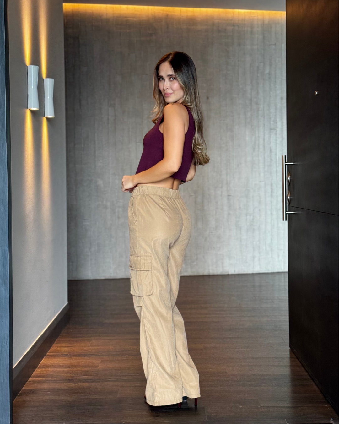 PANTALON DAMA BOTA RECTA CARGO TIRO ALTO REF. 17498
