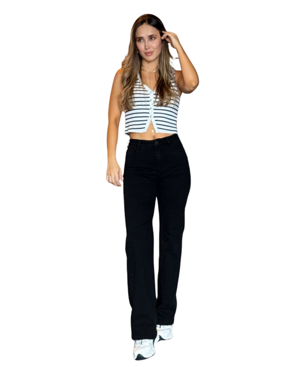 PANTALON DAMA BOTA RECTA TIRO ALTO REF. 17524