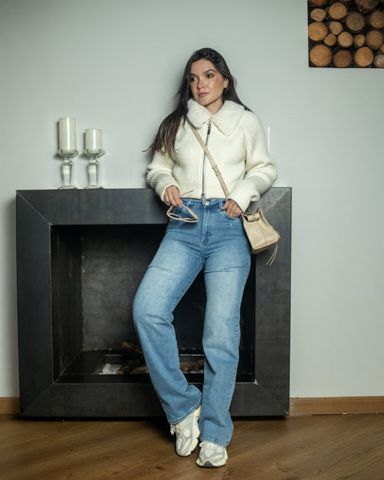 PANTALON DAMA BOTA RECTA TIRO ALTO REF. 18115