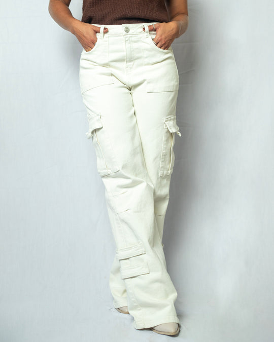 PANTALON DAMA BOTA RECTA CARGO TIRO ALTO REF. 17597
