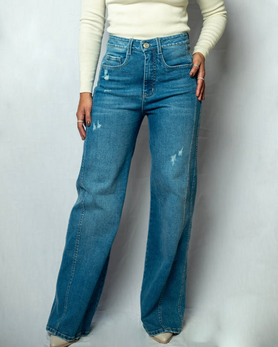PANTALON DAMA BOTA RECTA TIRO ALTO REF. 17582