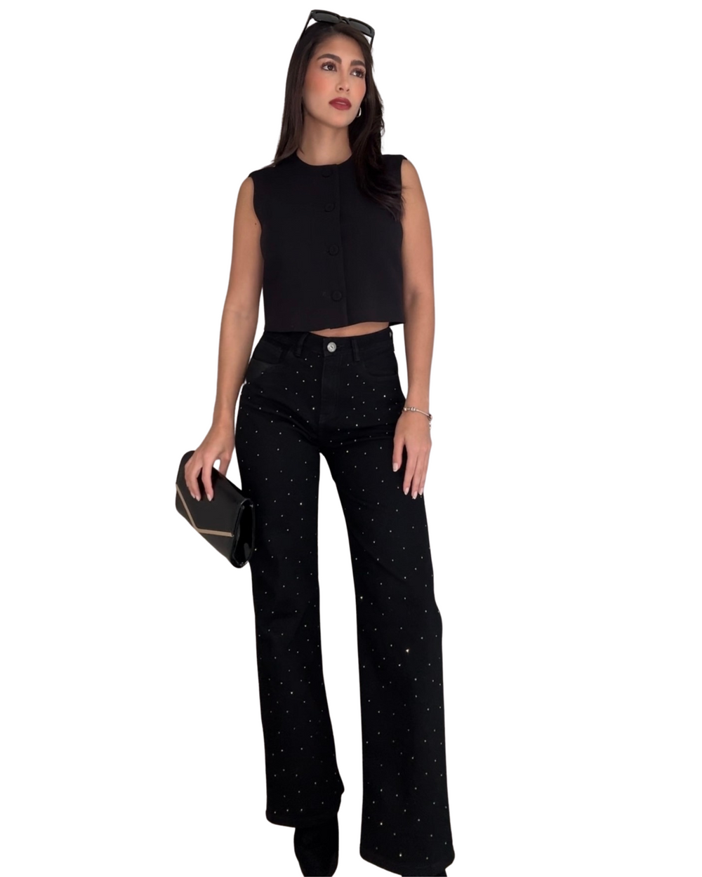 PANTALON DAMA BOTA RECTA TIRO ALTO REF. 17524