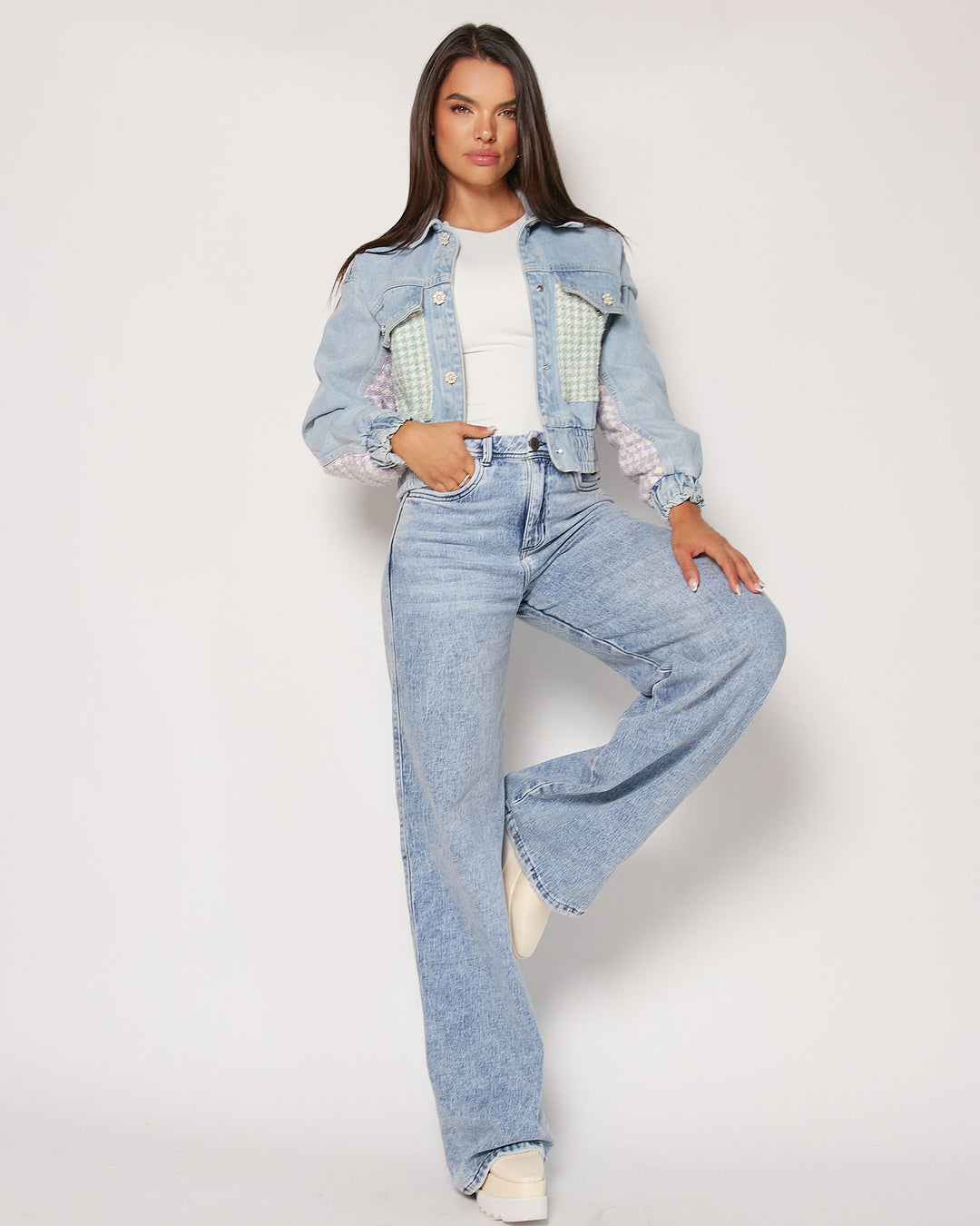 PANTALON DAMA BOTA RECTA TIRO ALTO REF. 18349