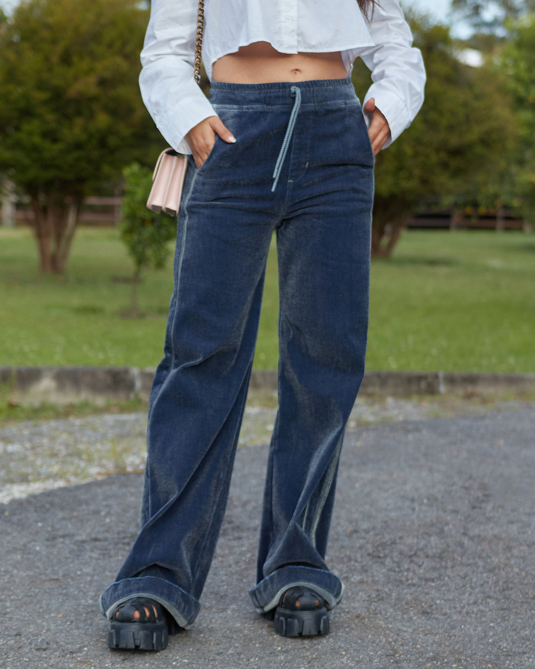 PANTALON DAMA VELVET TERCIOPELO WIDE LEG TIRO ALTO REF. 18304