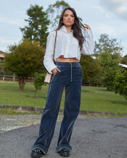 PANTALON DAMA VELVET TERCIOPELO WIDE LEG TIRO ALTO REF. 18304