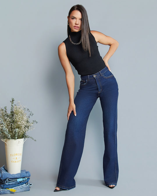 PANTALON DAMA BOTA RECTA TIRO ALTO REF. 18372-1