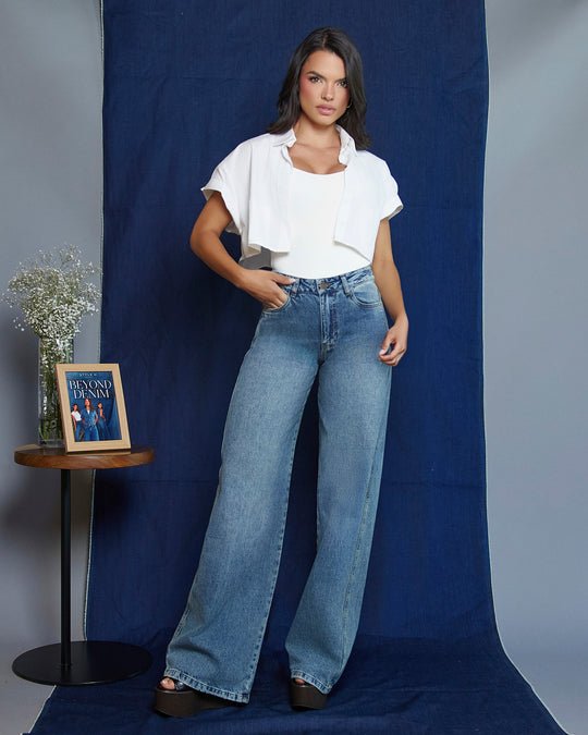 PANTALON DAMA WIDE LEG TIRO ALTO REF. 18386