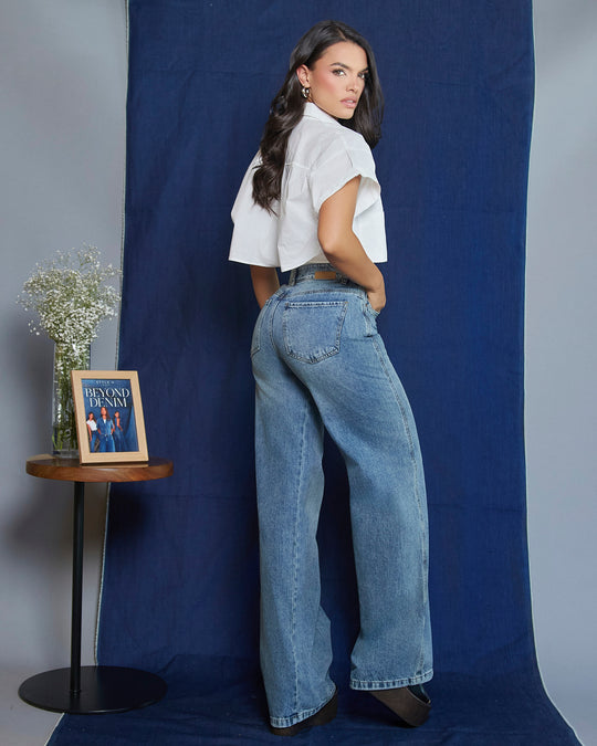 PANTALON DAMA WIDE LEG TIRO ALTO REF. 18386