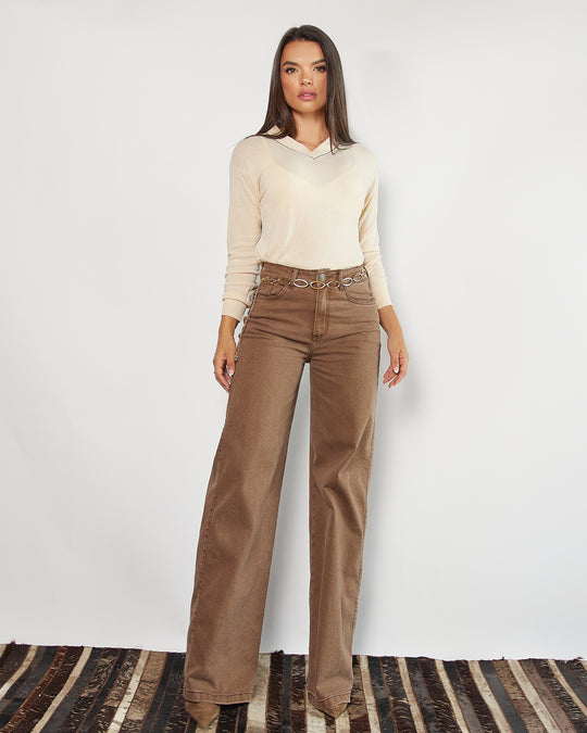 PANTALON DAMA WIDE LEG TIRO ALTO REF. 18335