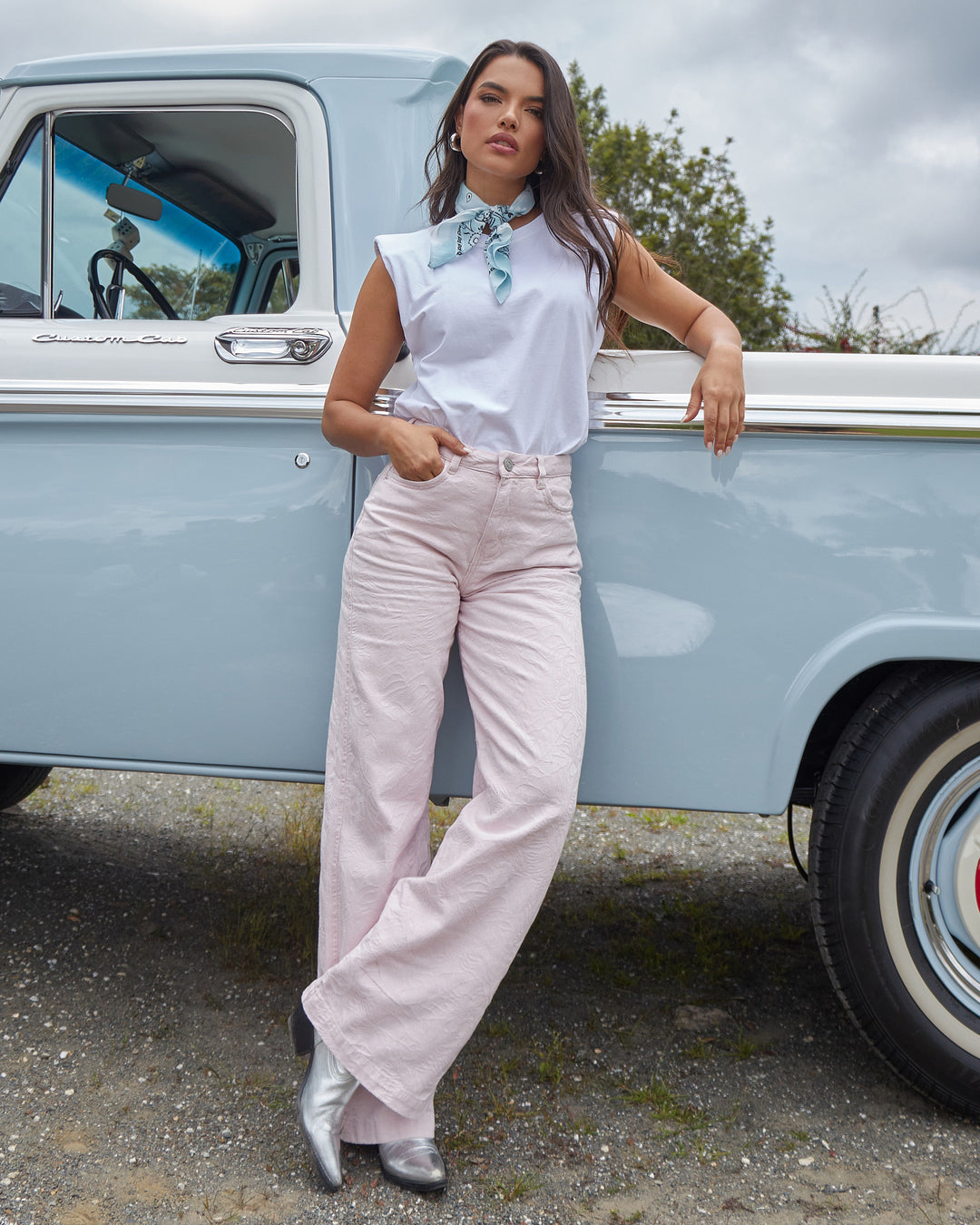 PANTALON DAMA WIDE LEG BORDADO TIRO ALTO REF. 18299-1