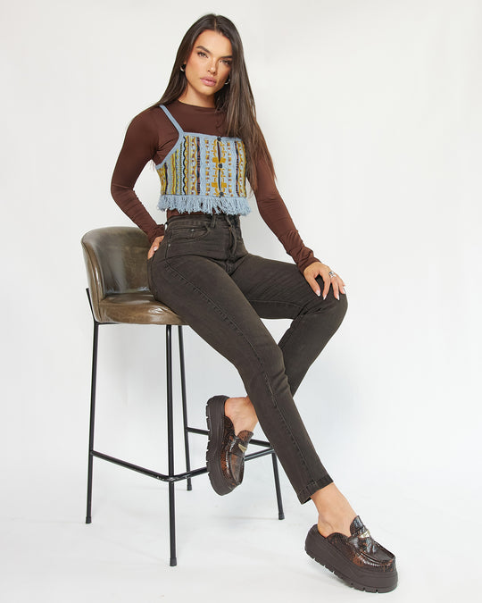 PANTALON DAMA MOMFIT TIRO ALTO REF. 18176