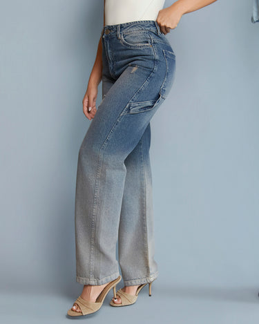 JEAN MUJER BAGGY TIRO ALTO COLOR AZUL MEDIO SILUETA AMPLIA