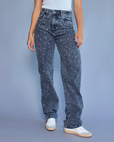 JEAN MUJER BAGGY TIRO ALTO COLOR GRIS SILUETA AMPLIA