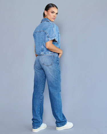 JEAN MUJER BAGGY TIRO ALTO COLOR AZUL MEDIO SILUETA AMPLIA (PREVENTA)
