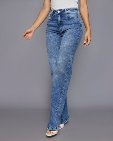 JEAN MUJER BOTA RECTA COLOR AZUL MEDIO SILUETA AMPLIA (PREVENTA)