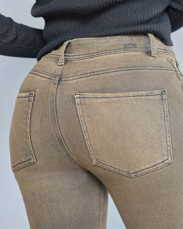 Jean skinny tiro alto color marron para mujer con efecto pigmentado Style H