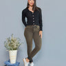 Jean skinny tiro alto color marron para mujer con efecto pigmentado Style H