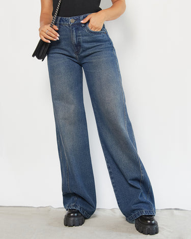 JEAN MUJER WIDE LEG TIRO ALTO COLOR AZUL MEDIO SILUETA AMPLIA