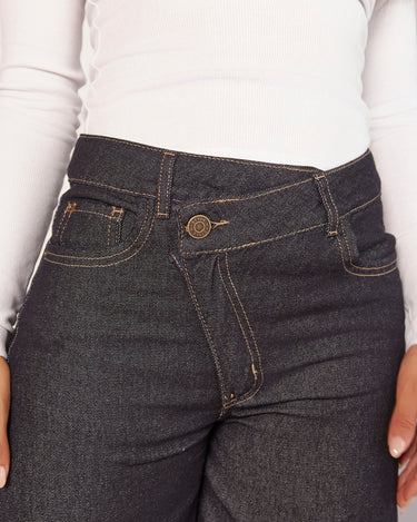 JEAN MUJER WIDE LEG TIRO ALTO COLOR AZUL OSCURO SILUETA AMPLIA