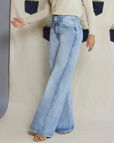 JEAN MUJER WIDE LEG TIRO ALTO COLOR AZUL CLARO SILUETA AMPLIA