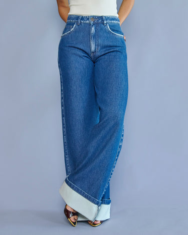 JEAN MUJER WIDE LEG TIRO ALTO COLOR AZUL MEDIO SILUETA AMPLIA