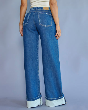 JEAN MUJER WIDE LEG TIRO ALTO COLOR AZUL MEDIO SILUETA AMPLIA