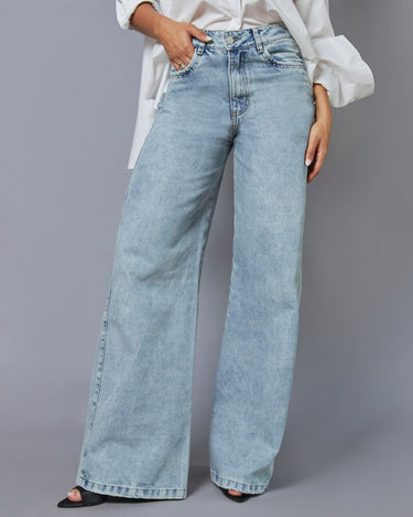 JEAN MUJER WIDE LEG TIRO ALTO COLOR AZUL CLARO
